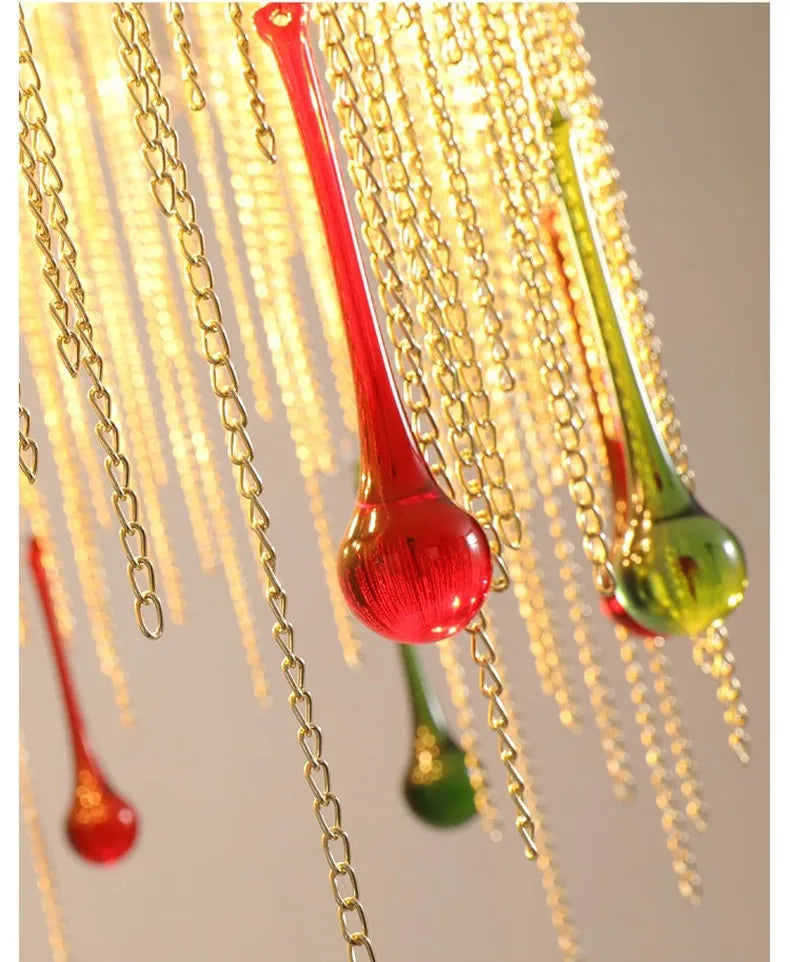 Afralia™ Water Drop Crystal Tassel Chandelier LED Pendant Light Luxe Fixture