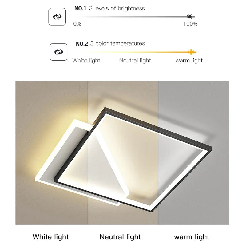 Afralia™ Square LED Ceiling Lamp for Modern Interior Lighting