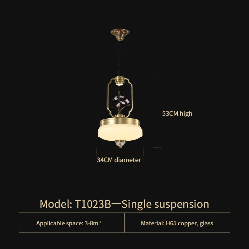 Afralia™ Zen Copper Chandelier with Jade for Living Room & Restaurant