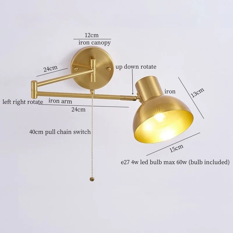 Afralia™ Swing Arm LED Wall Light for Bedroom Kitchen Living Room Mirror Bedside Lamp