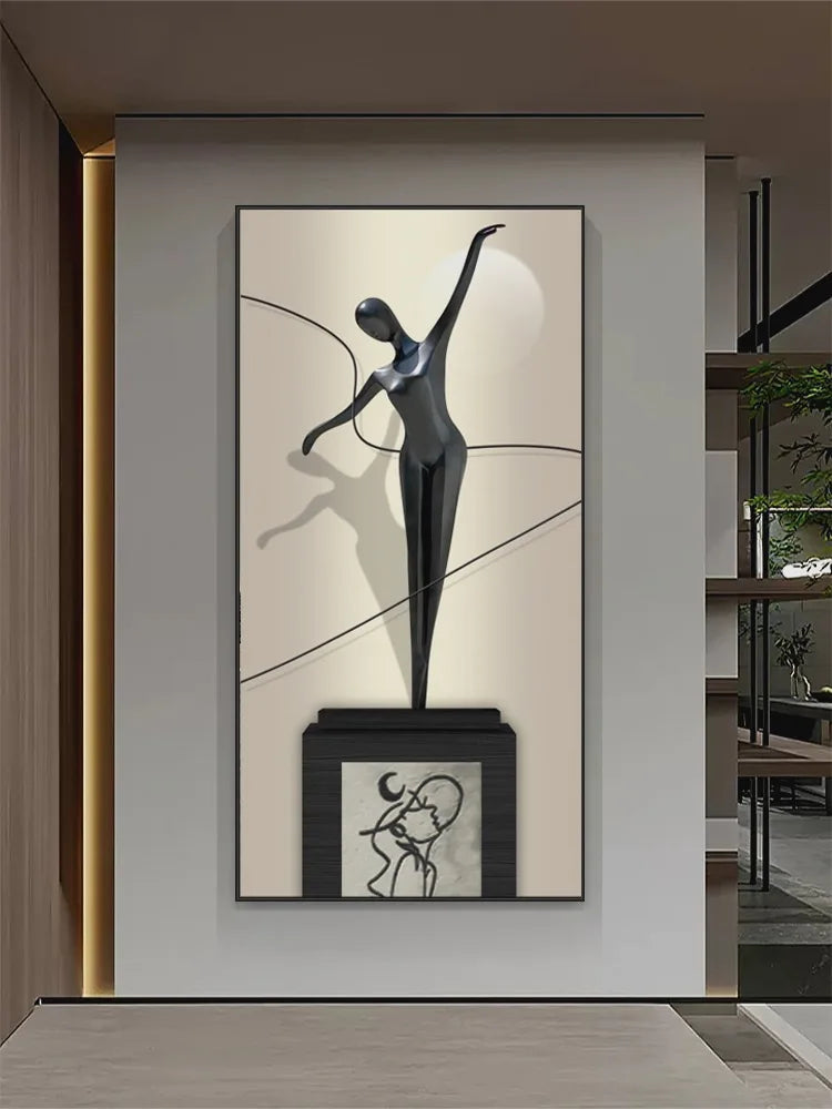 Abstract Figure Luminous Canvas Painting Wall Lamps by Afralia™