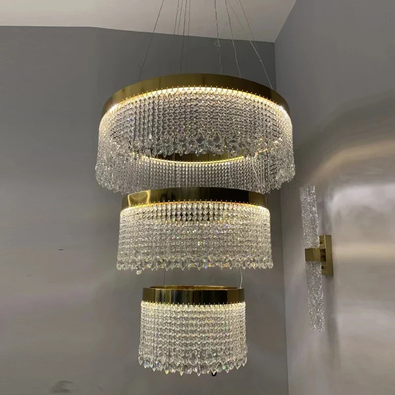 Afralia™ Modern Crystal LED Chandelier for Living Room Dining Luxury Ceiling Pendant Lamp