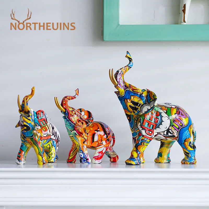 Afralia™ Elephant Resin Art Statue Collection for Home Office Decor