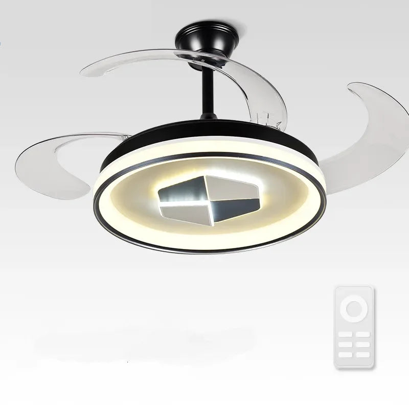 Afralia™ Invisible LED Chandelier Ceiling Fan: Modern Resin Décor, Circular Design, Hotel Living Room