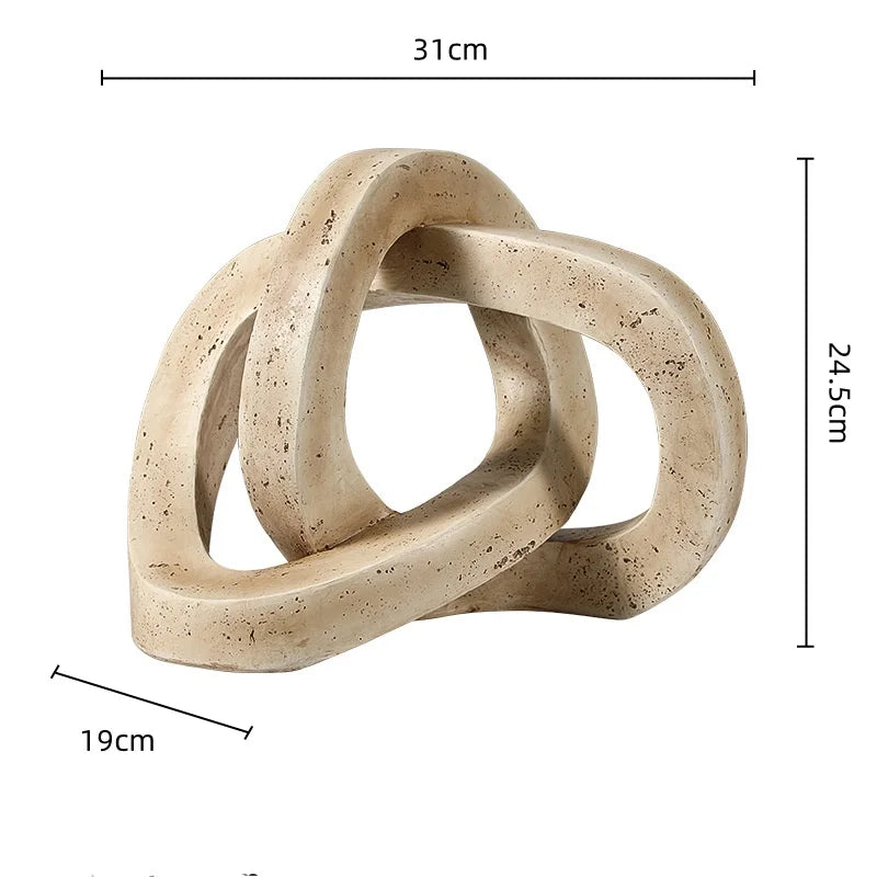 Afralia™ Geometric Interlocking Loop Knot Resin Art Ring Figurine