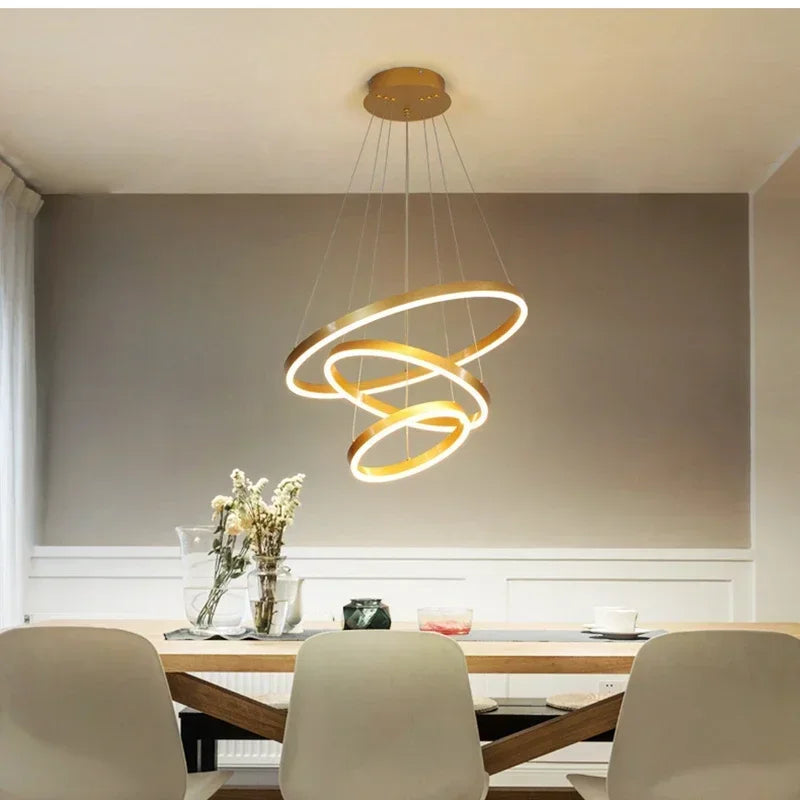 Afralia™ LED Rings Ceiling Chandelier for Modern Home Decoration