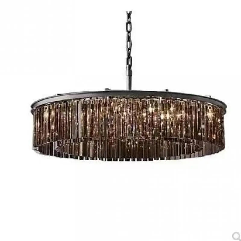 Afralia™ Retro Gold Black Metal LED Crystal Pendant Chandelier Loft Hanging Light