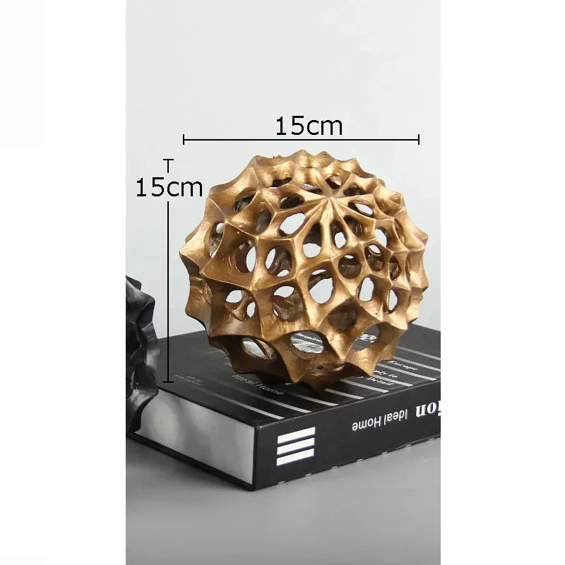 Afralia™ Hollow Spiny Ball Sculpture - Metal Ornaments for Modern Home Decor
