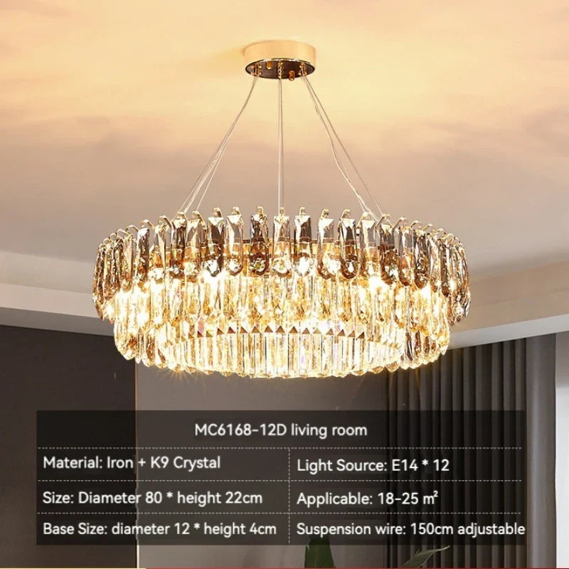Afralia™ Gold Crystal Chandelier: Luxury Lighting for Dining Living Bedroom Kitchen Island