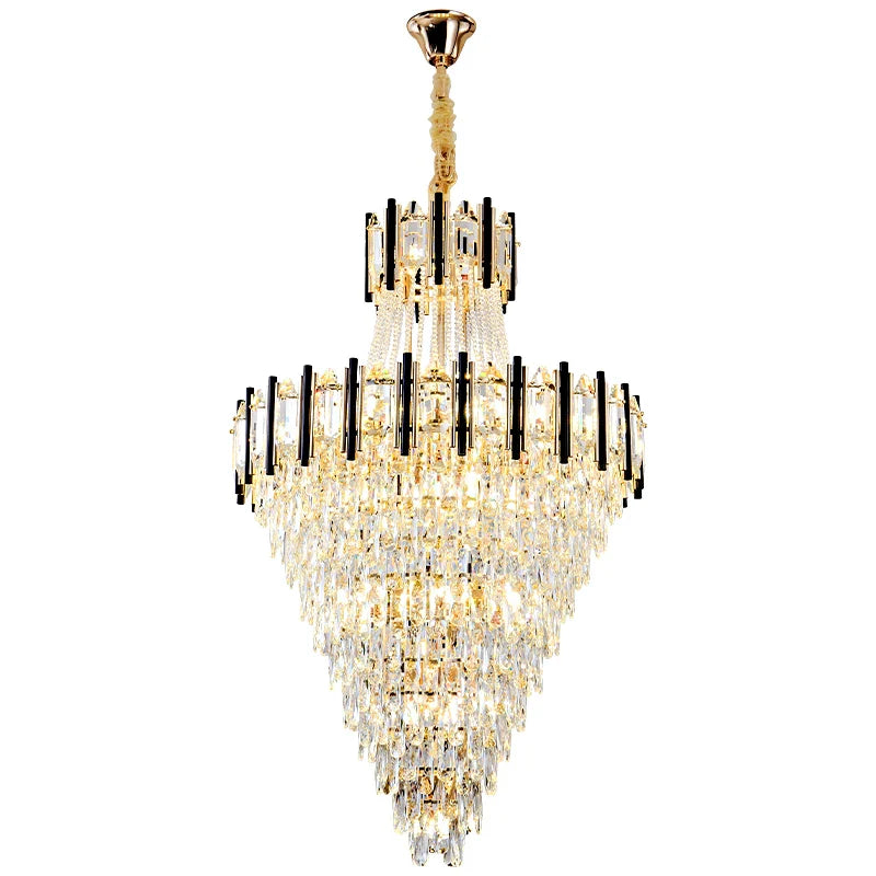 Afralia™ Crystal Chandelier Light: Villa Living Room Luxury Loft Spiral Staircase Long Chandelier