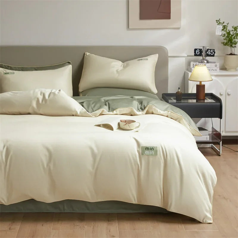 Afralia™ 100% Egyptian Cotton Solid Color Bedding Set - Queen King Single Size