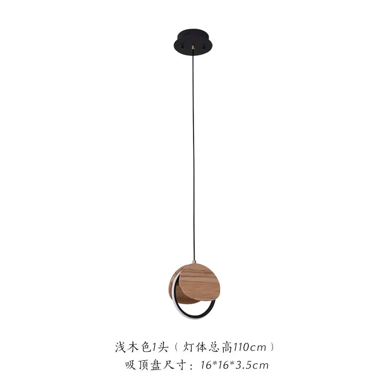 Afralia™ Solid Wood Pendant Light: Creative Art LED Lighting for Kitchen, Restaurant, and Home Decor