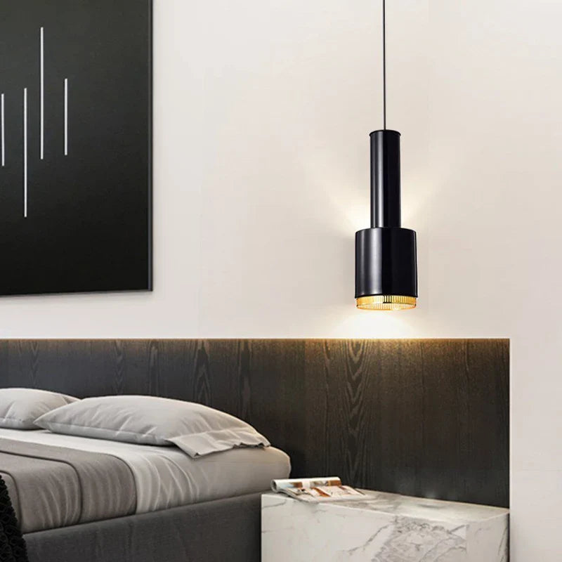 Afralia™ Metal LED Pendant Light for Bedroom Living Room, Black/White/Gold Hanging Lamp