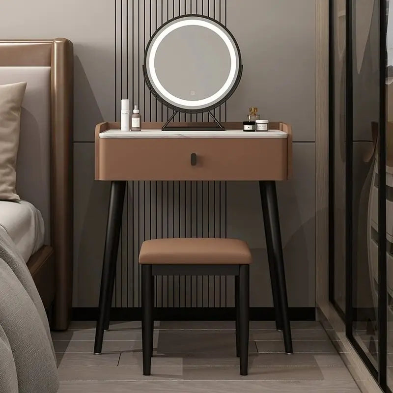 Afralia™ Modern Mirrored Dressing Table Luxury Organizer for Professional Women's Bedroom