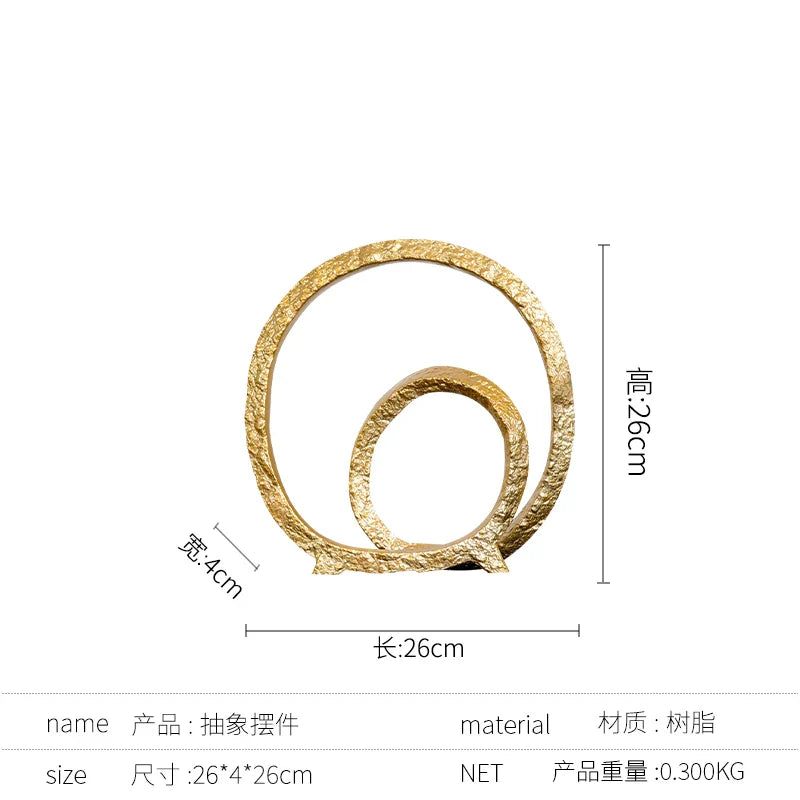 Afralia™ Golden Circle Hollowed-out Ornaments: Home Decor Figurines