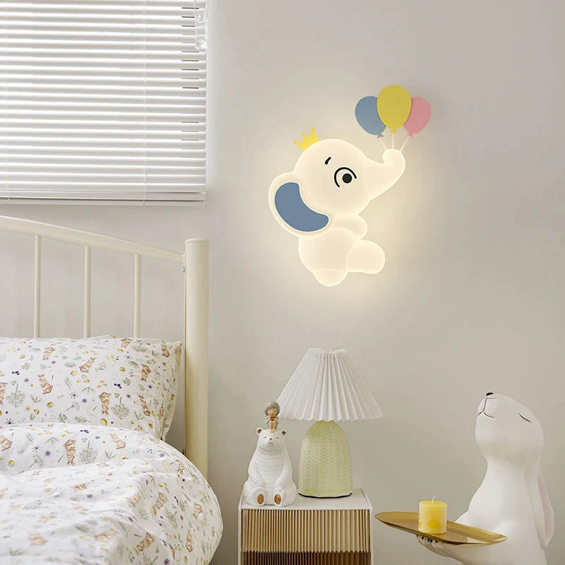 Afralia™ Elephant Cartoon Wall Light PE Lampshade for Baby Room and School Hallway