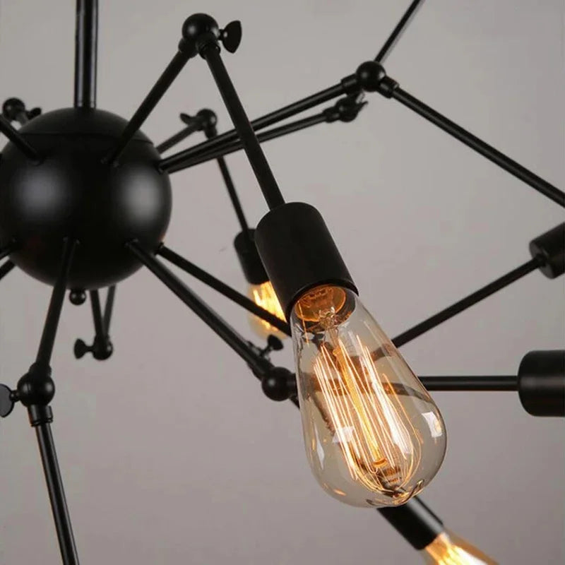Afralia™ Retro Spider Iron Chandelier: Adjustable, Rotatable, Industrial Living Room Lighting