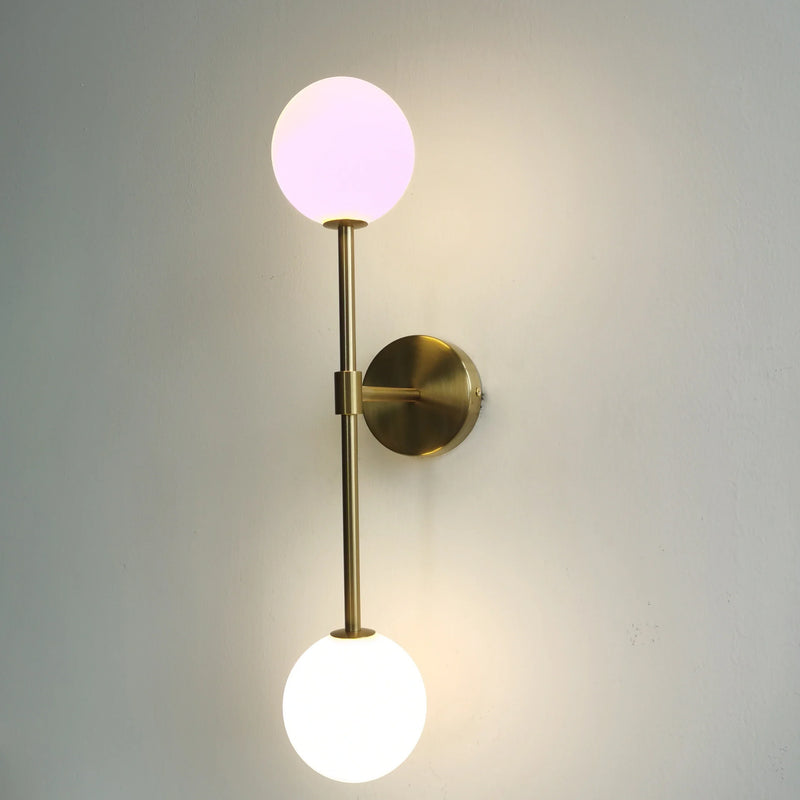 Afralia™ Modern Golden Round Ball Glass Wall Lights - Double G4 Bulbs Wall Sconce