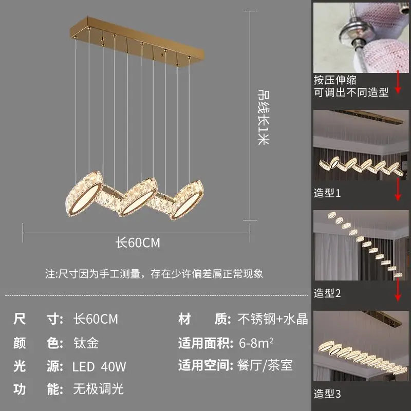 Afralia™ Crystal Chandelier Stair Pendant Light Living Room Interior Lighting