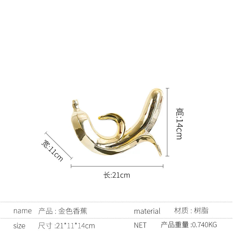 Afralia™ Golden Banana Figurine Resin Decorative Statue Home Décor Figurine
