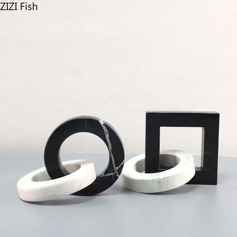 Afralia™ Geometric Knot Sculpture Desk Decor - Abstract Square Ring Statue