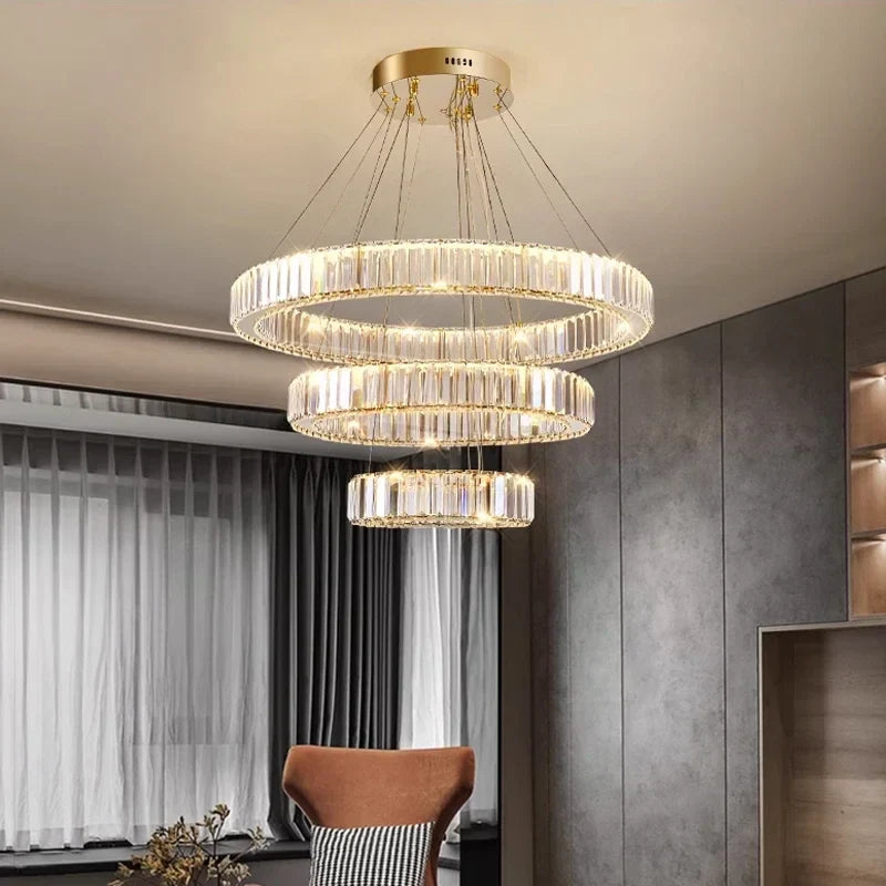 Afralia™ Modern Luxury Crystal LED Ceiling Chandelier for Living Room.