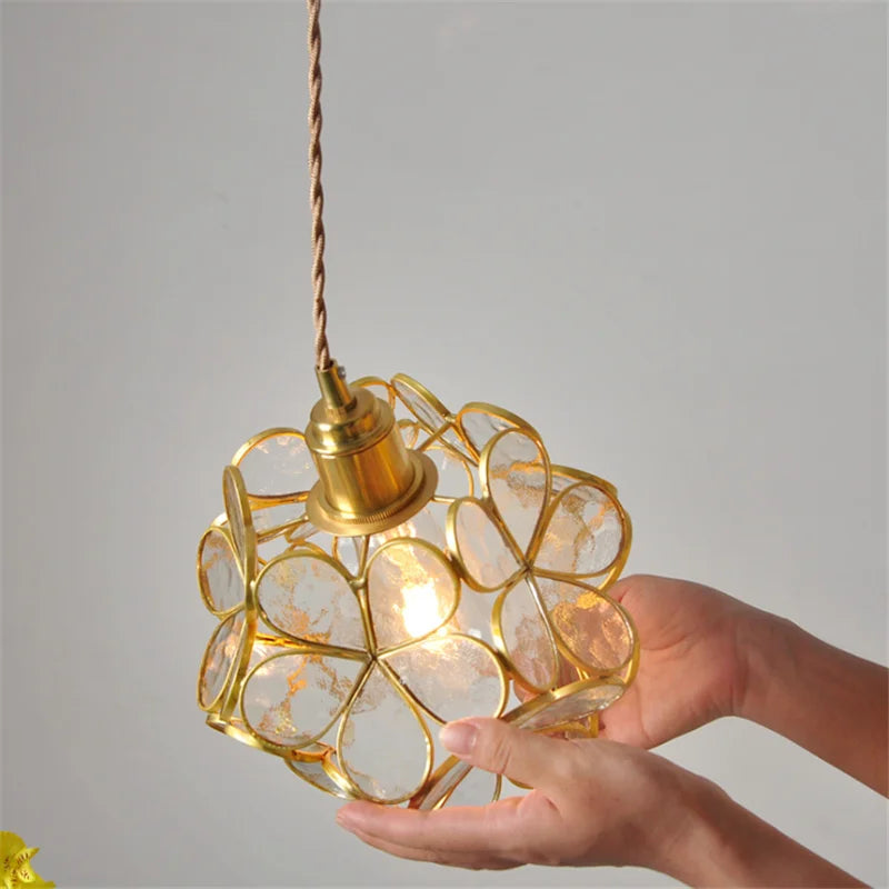 Afralia™ Glass Petal Pendant Light: Handmade Modern Flower Stained Lamp for Bedroom & Living Room