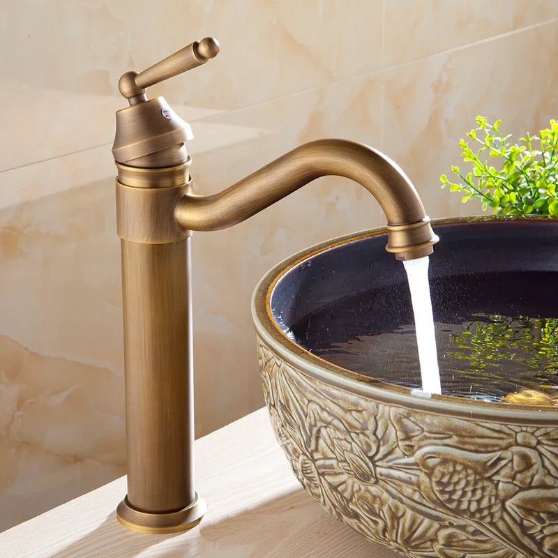 Afralia™ Antique Finish Brass Basin Faucet for Bathroom Vanity Sink Mixer