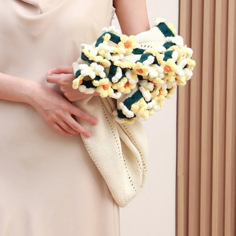 Afralia™ Elegant Daisy Bouquet Soft Blanket for Office Sofa, Multi-Functional Nap Shawl & Cushion