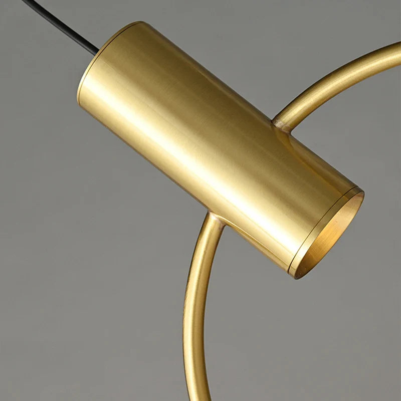 Afralia™ Brass Ring Chandeliers: Dimmable Lighting Fixtures for Bedroom, Restaurant, Kitchen