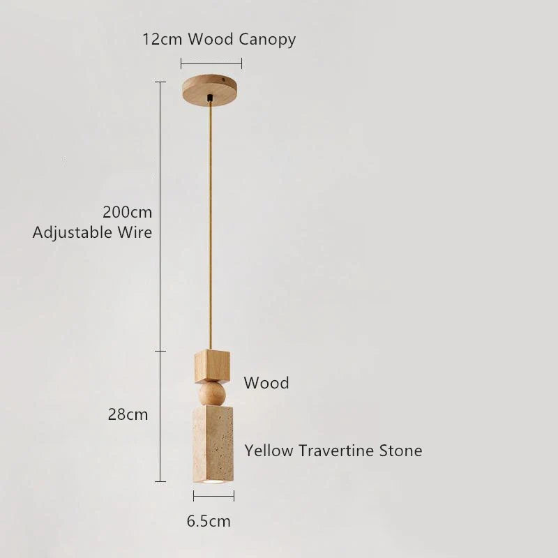 Afralia™ LED Yellow Travertine Hanging Lamp for Home Decor and Lighting Fixtures