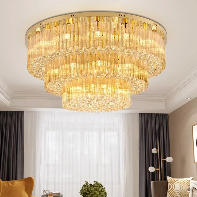 Afralia™ Large Crystal Ceiling Lamp: Elegant Home & Hotel Lighting Fixture
