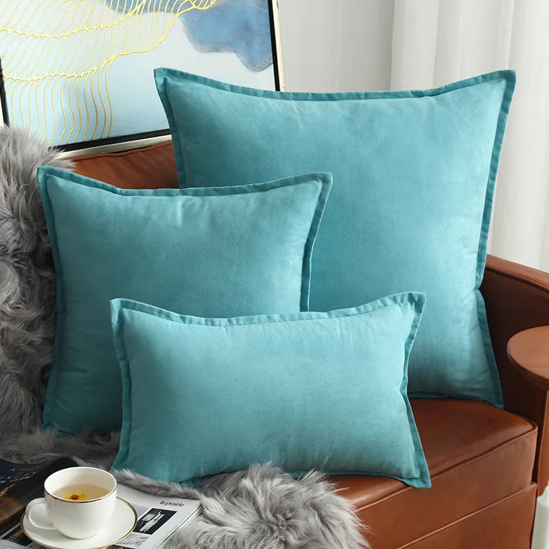 Afralia™ Solid Blue Suede Cushion Cover 60x60cm - Luxury Home Decor Sofa Pillow Case