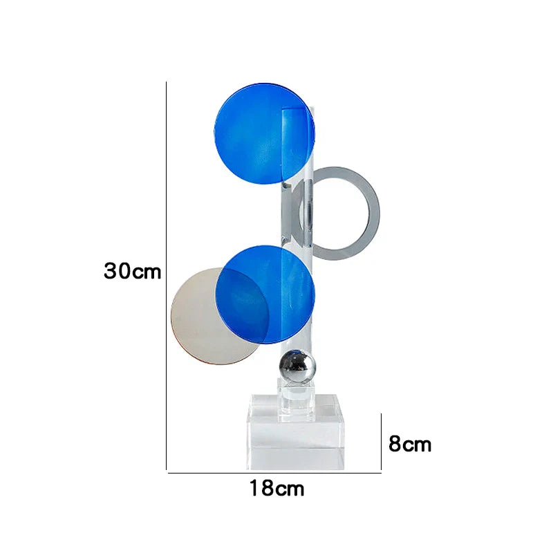 Afralia™ Geometric Crystal Ornaments Ring Sculpture Home Decor Figurines