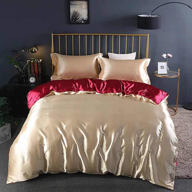 Afralia™ King Size Silk-Blend Duvet Cover Set with Pillowcases