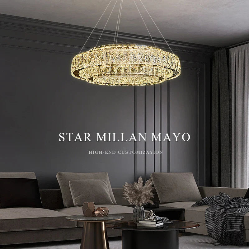 Afralia™ Crystal Chandelier: Elegant LED Ring Pendant Light for Home Dining Room Decor