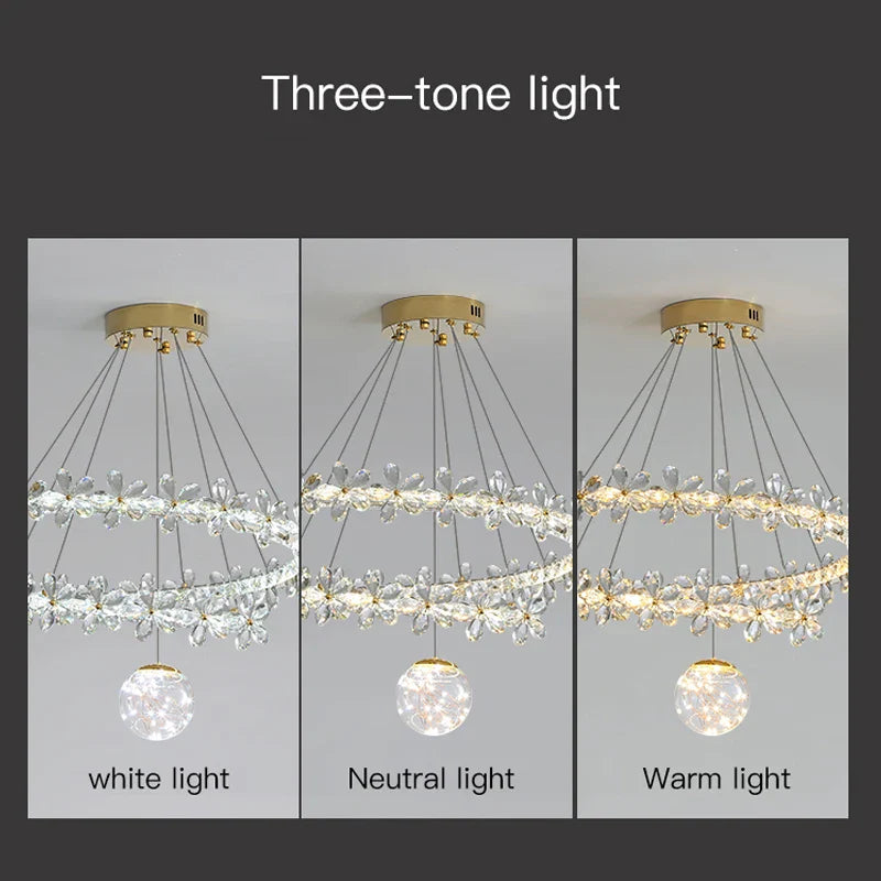 Afralia™ Gold Crystal Spiral Chandelier LED Pendant Lights for Home Decoration