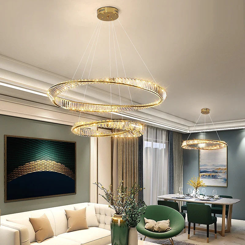 Afralia™ Crystal Chandelier: Modern Circular LED Lighting for Luxurious Living Room, Bedroom, Dining Room