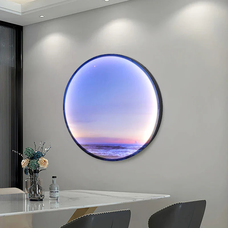 Afralia™ Circular Ring Sky Blue White Cloud Wall Lamp for Living Room Baby Bedroom