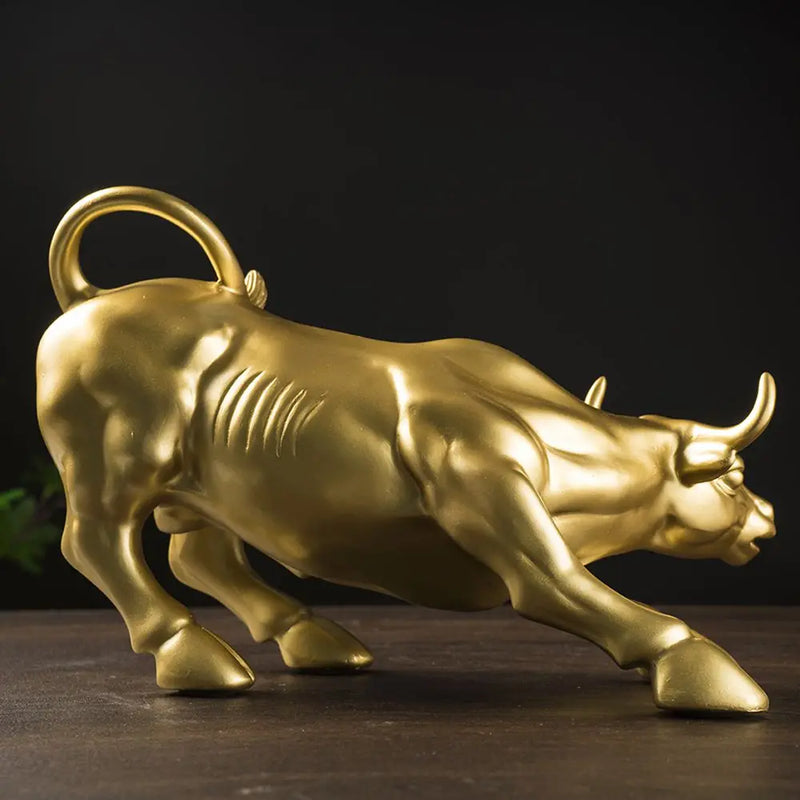 Afralia™ Bull of Fortune Resin Sculpture for Office Desk Feng Shui Decoration