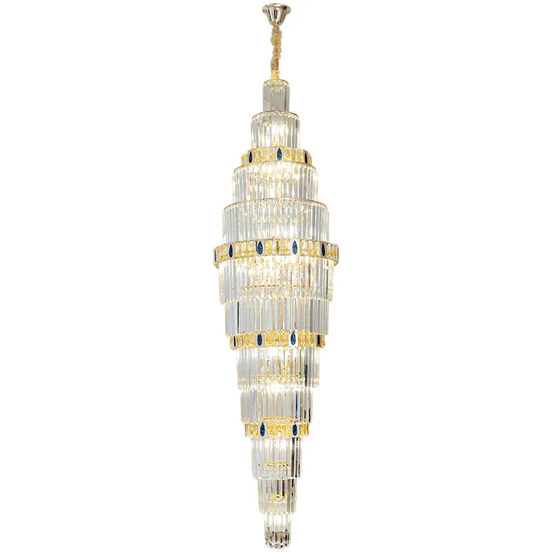Afralia™ Crystal Chandelier: Duplex Building Spiral Staircase Contemporary Light Luxury Fixture