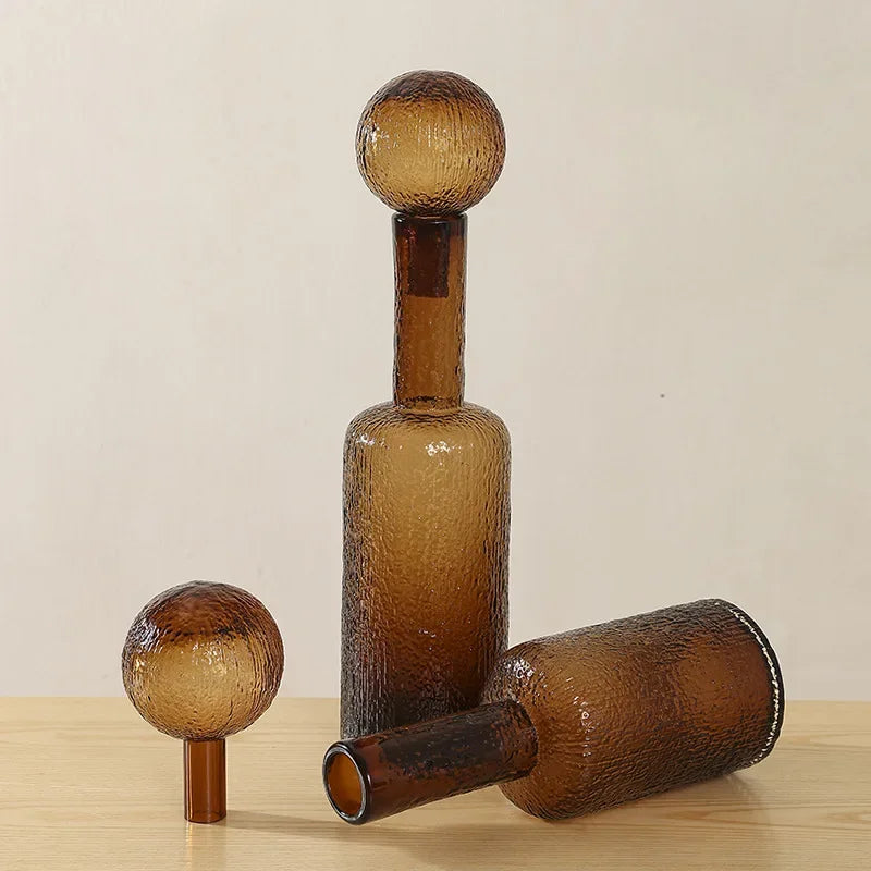 Afralia™ Clear Glass Vase with Lid, Home Decor, Aromatherapy Bottle & Candle Holder