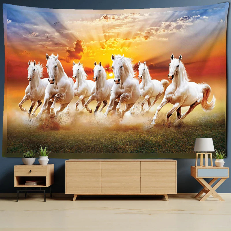 Afralia™ River Horses Tapestry Wall Hanging - Boho Aesthetic Room Decor