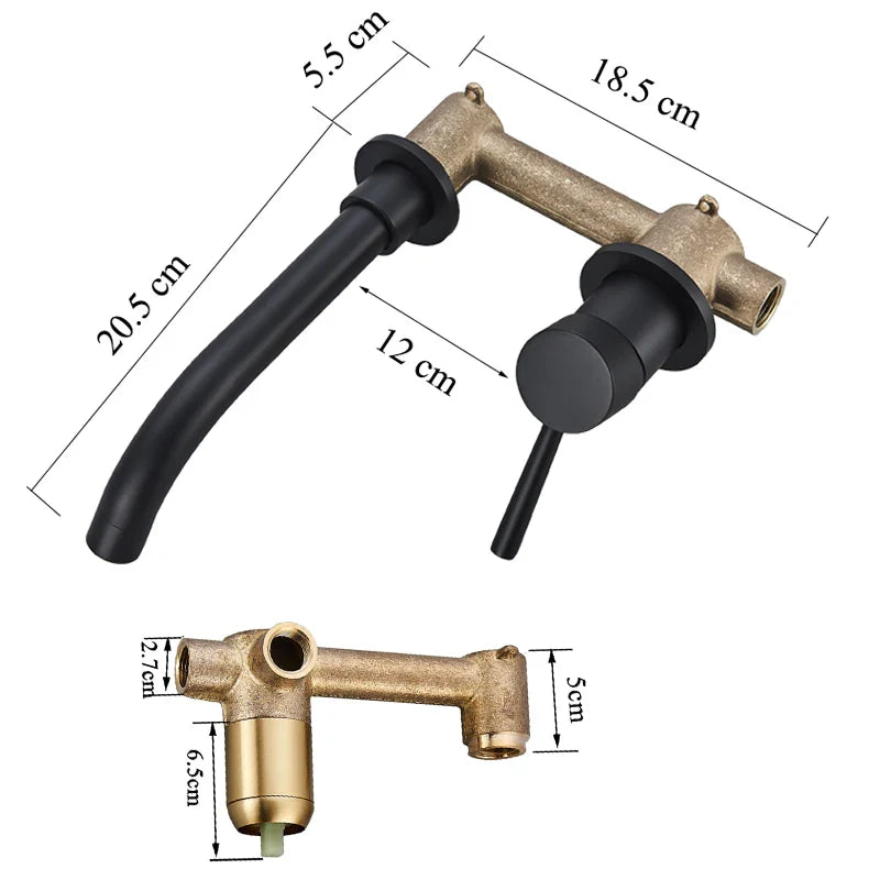 Afralia™ Matte Black Wall Mounted Wash Basin Faucet with Single Handle