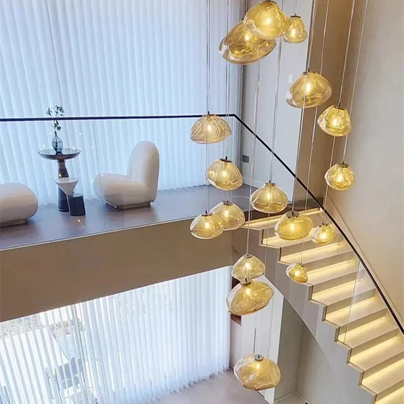 Afralia™ Crystal Chandelier Stair Pendant Lamp | Modern Living Room Lighting Fixture