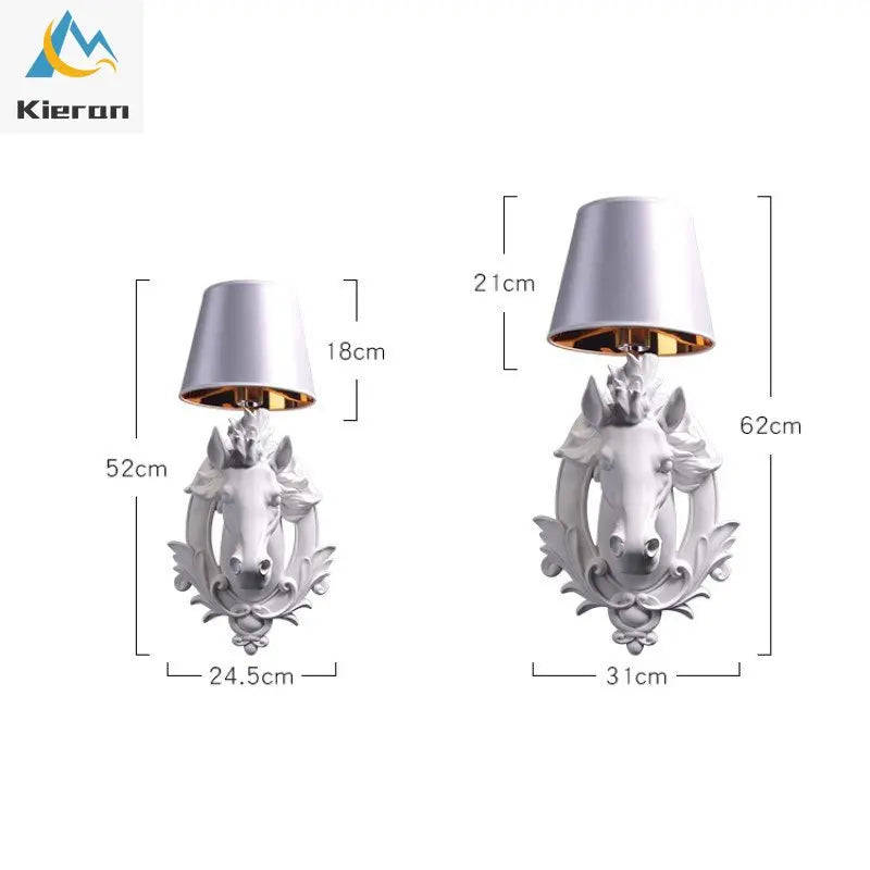 Afralia™ Resin Horse Head LED Wall Lamp for Home Decor