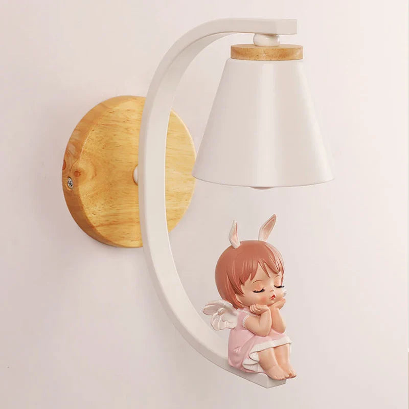 Afralia™ Angel Girl Bedroom Wall Sconces LED Light Fixtures