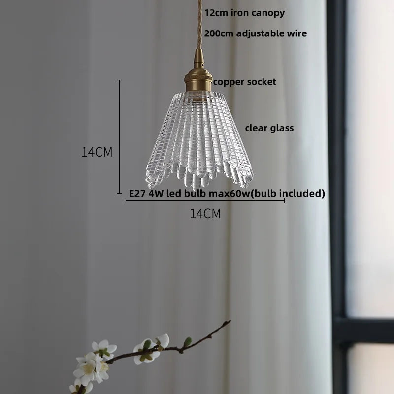 Afralia™ Nordic Walnut Wood LED Pendant Light Clear Glass Hang Lamp