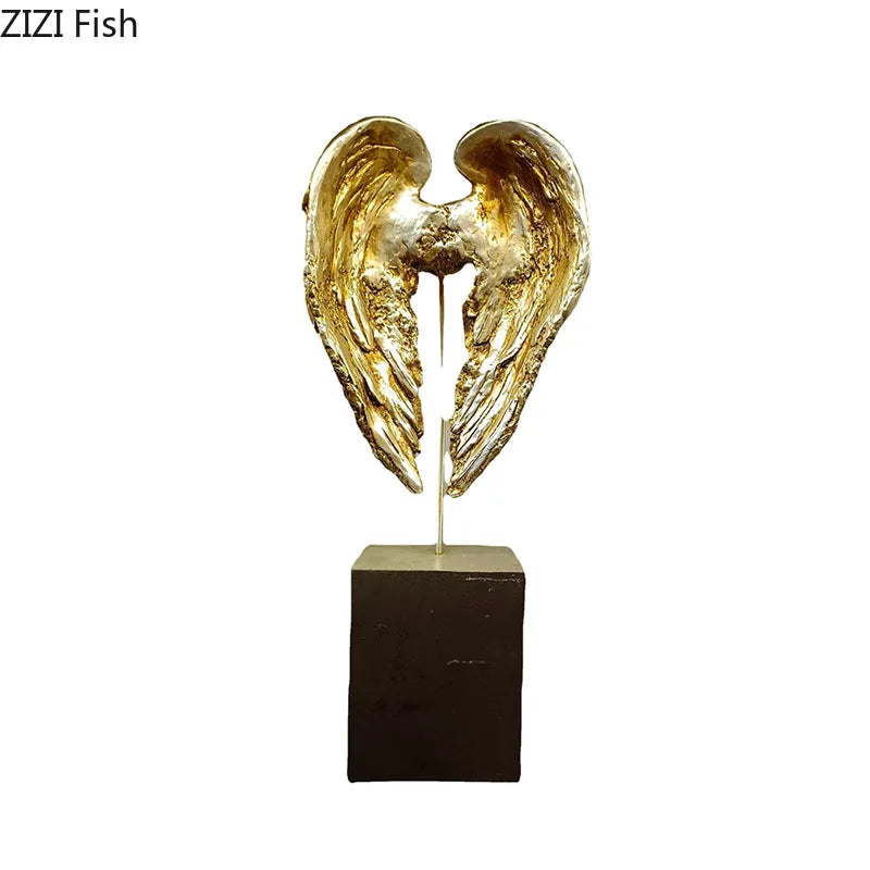 Afralia™ Angel Wings Sculpture Desk Ornament Home Decor Statue Aesthetic Artwrok