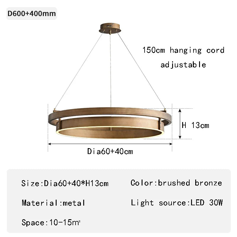 Afralia™ Nordic Bronze Chandelier: Modern LED Hanging Light for Dining and Living Room